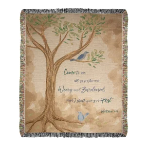 Come To Me All Who Are Weary Tapestry Throw