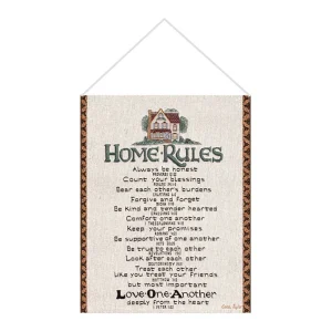 Home Rules w/ Verse White Tapestry Bannerette
