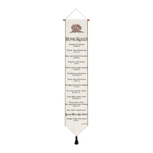 Home Rules White Tapestry Bell Pull