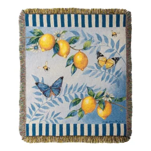 Lemon Blue Tapestry Throw