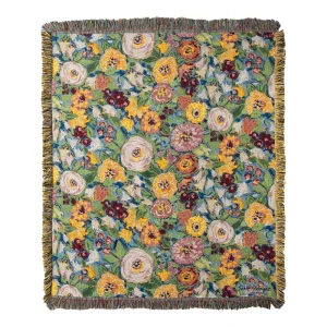 Vivid Florals Tapestry Throw